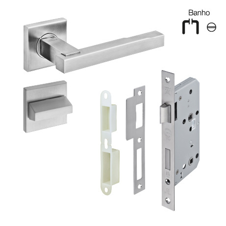 Conjunto de Fechadura Häfele Premier Quadrus banheiro canto reto fosco 911.83.391